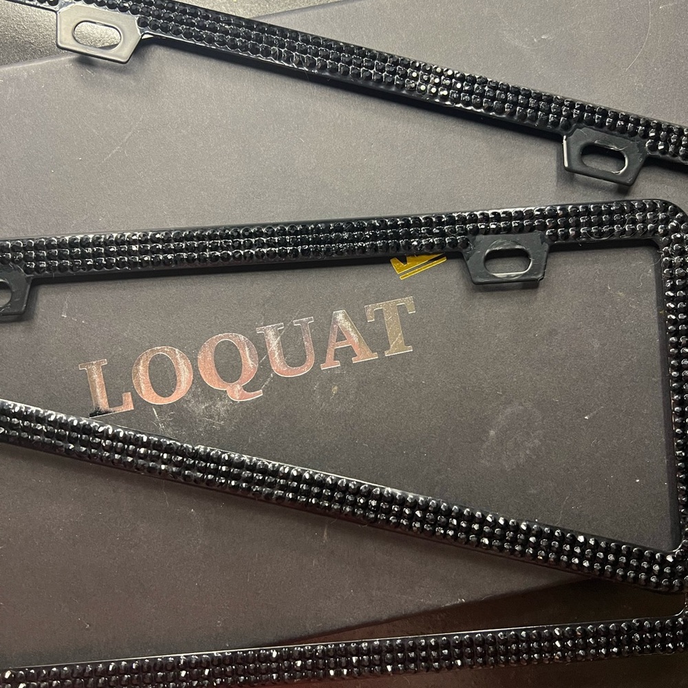 Black bling license plate frames